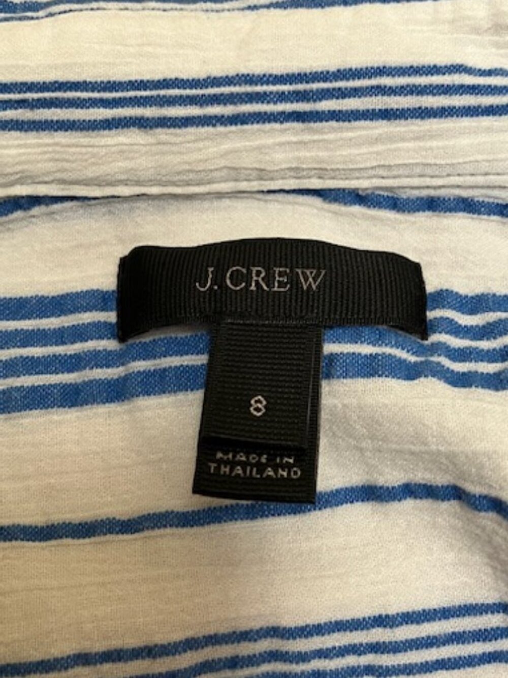 J. Crew Blue and white striped popover cotton gauze shirt size 8 - Picture 4 of 8
